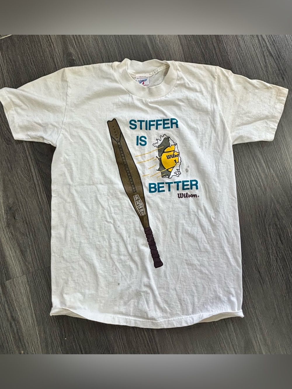 Vintage 80’s Wilson Tennis Stiffer is Better Cotton Tee Single Stitch medium